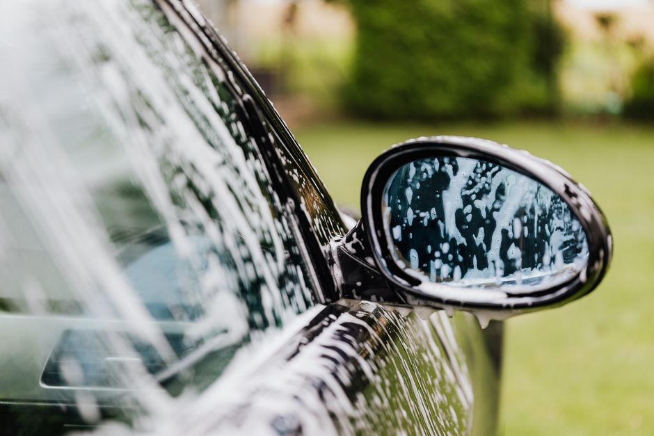Thick foam applied during a premium car wash
