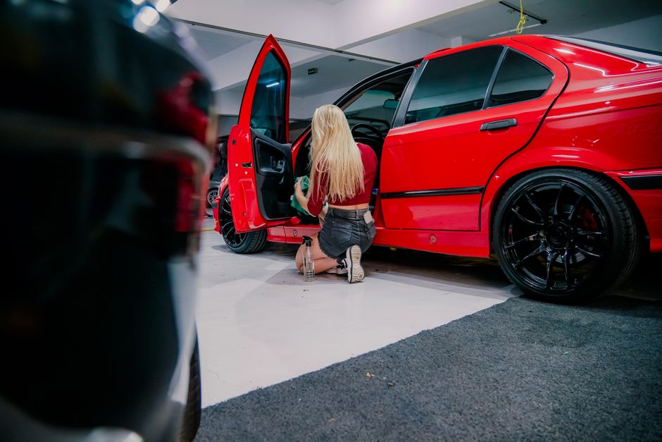 Professional cleaning of a luxury car interior